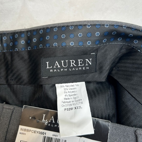 Lauren Ralph Lauren Gray Dress Pants Mens 32x32 Ultraflex Classic‎ Fit NEW - Picture 6 of 7